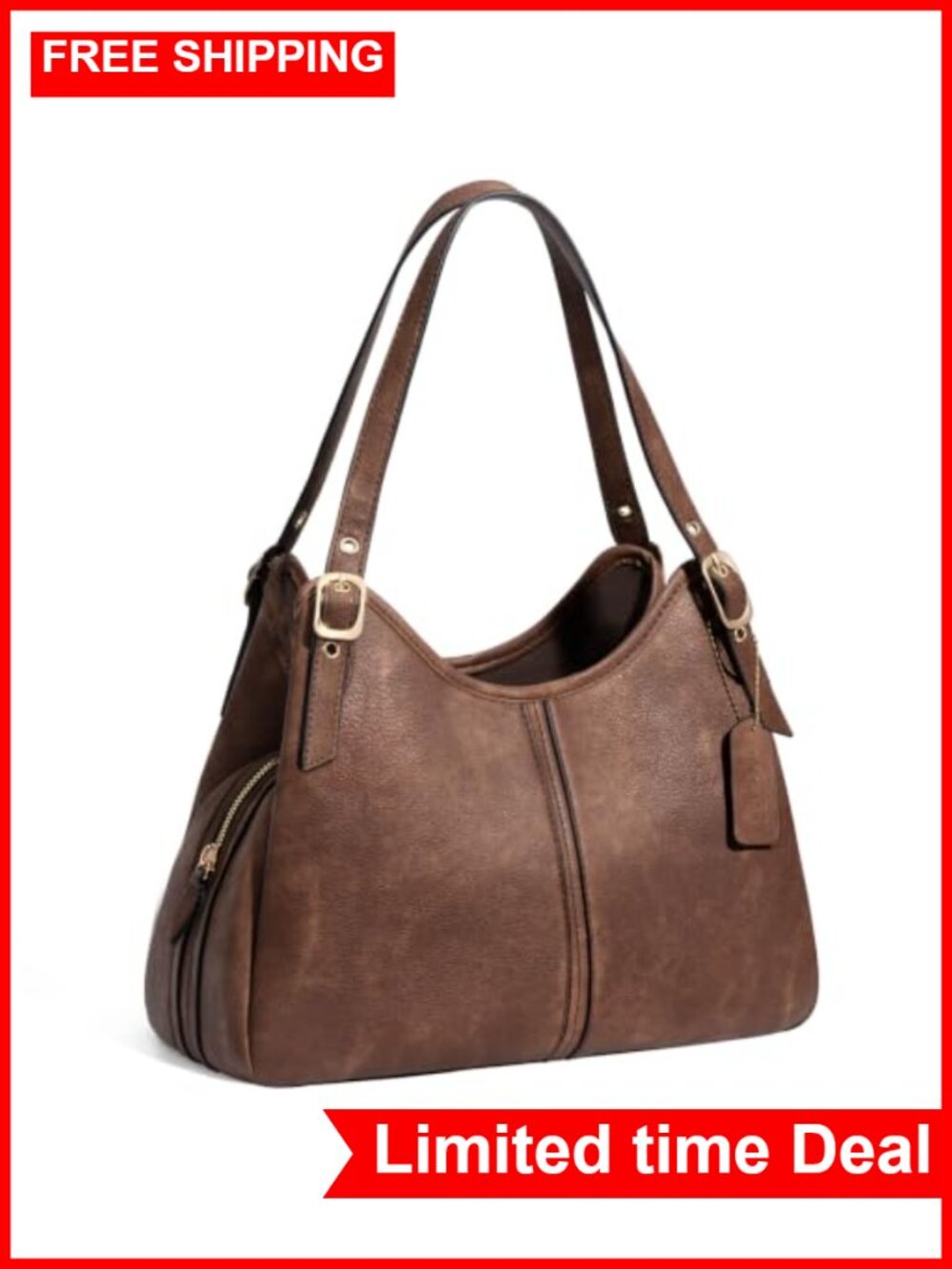 Vintage Hobo Handbag Women Soft PU Leather Shoulder Bag Adjustable Strap